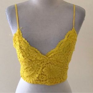 zara yellow lace top